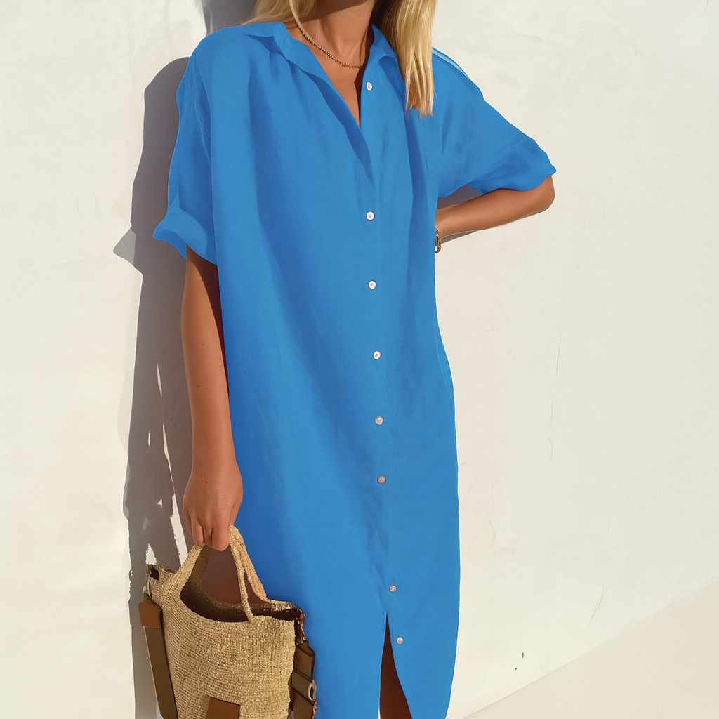 Image of Meredith | Women's Button-Down Midi Shirt Dress