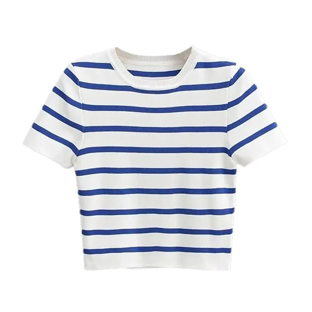 Image of Meredith | Women's Cropped Striped T-Shirt