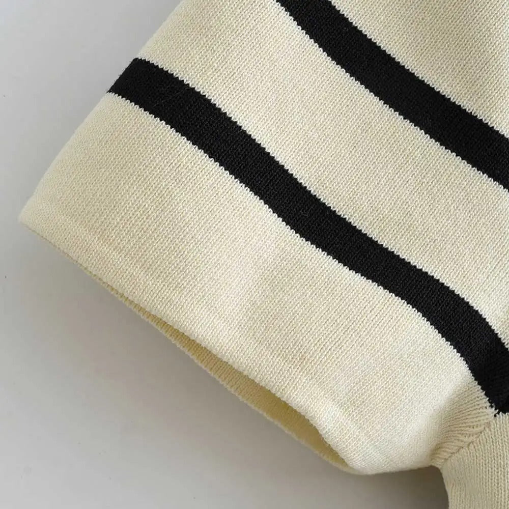 Image of Meredith | Women's Cropped Striped T-Shirt