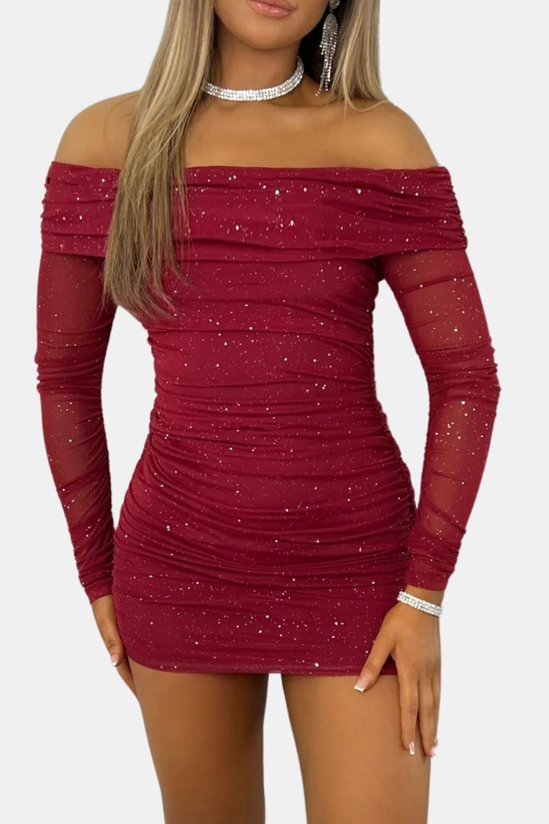 Image of Meredith | Women's Off-Shoulder Bodycon Mini Dress