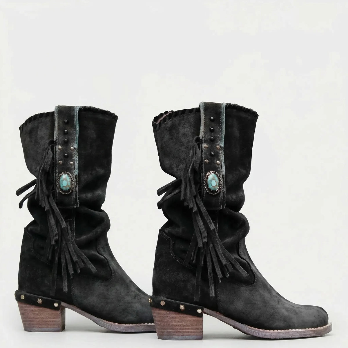 Mid-Calf Fringe Western Boots