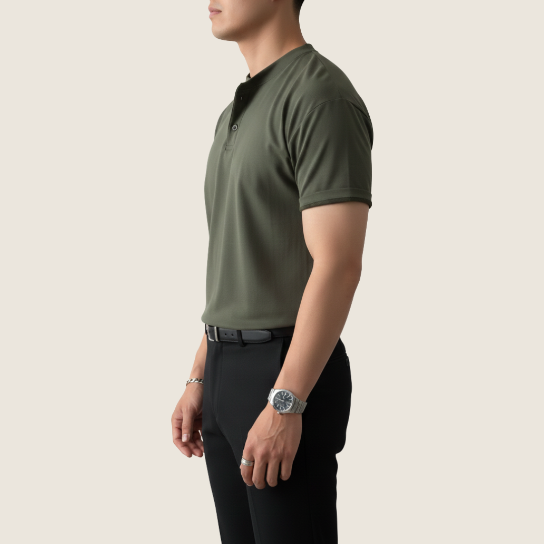 Image of Miles | Men's Button-Down Henley Short Sleeve T-Shirt