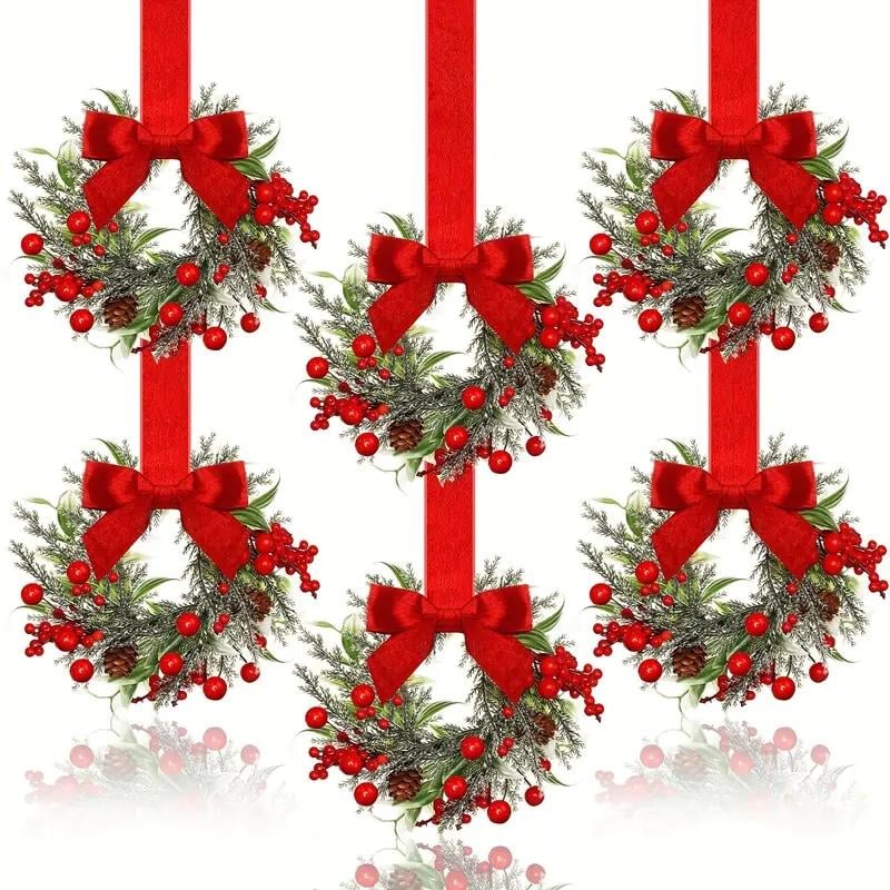 Mini Christmas Wreaths for Cabinets
