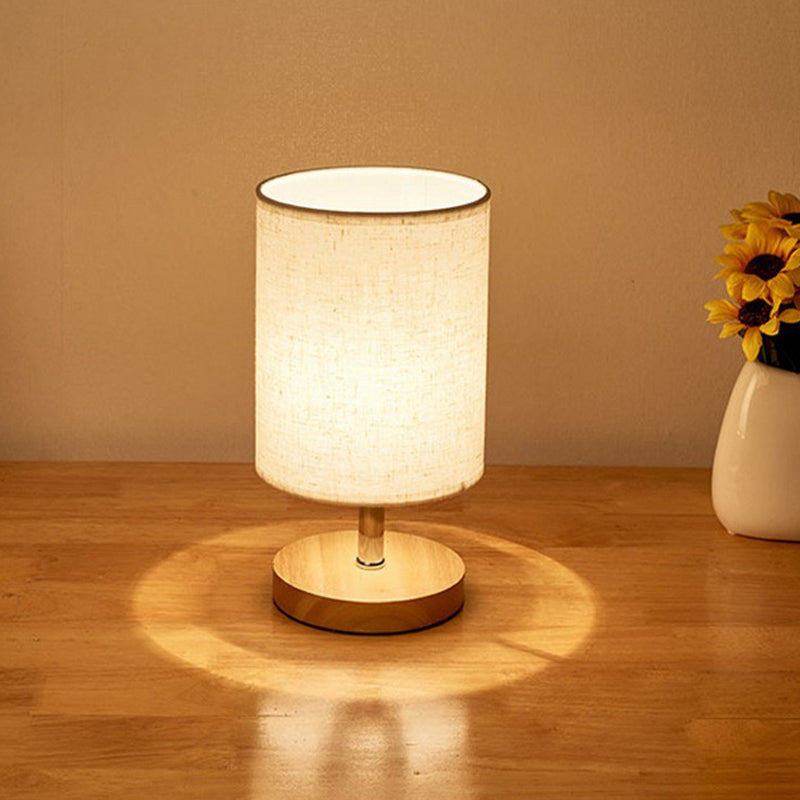 Minimalist Linen and Wood Table Lamp