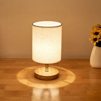 Minimalist Linen and Wood Table Lamp