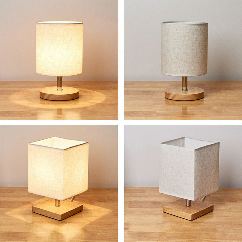 Minimalist Linen and Wood Table Lamp