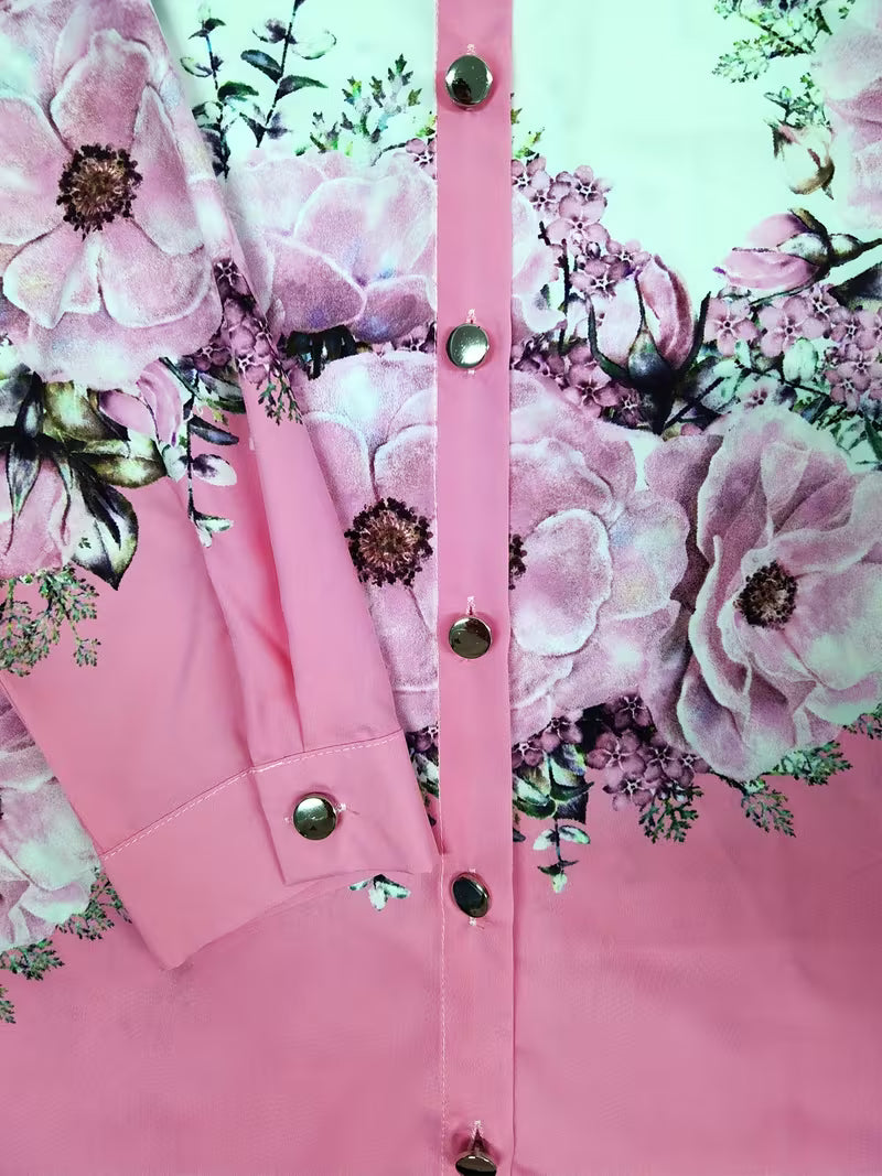 Image of Miranda | Women's Button-Down Floral Blouse