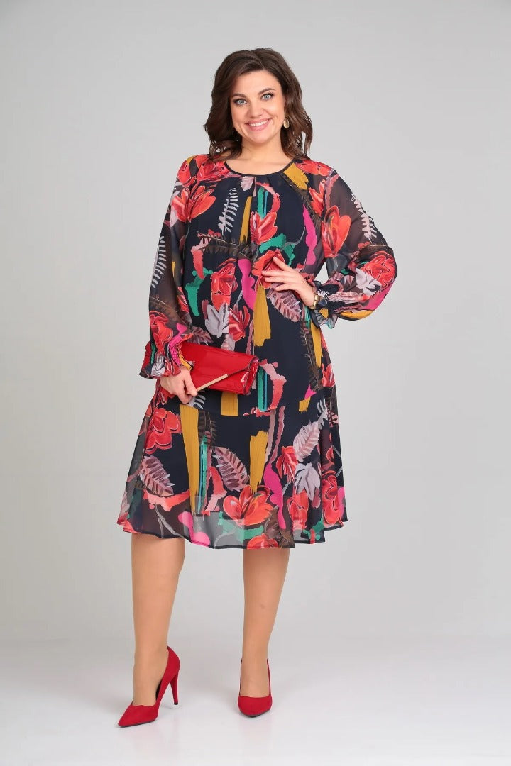 Image of Miranda | Women's Long Sleeve A-Line Midi Dress