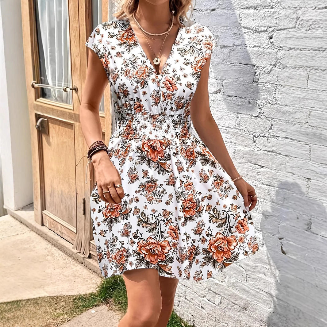 Image of Miranda | Women's V-Neck A-Line Mini Dress