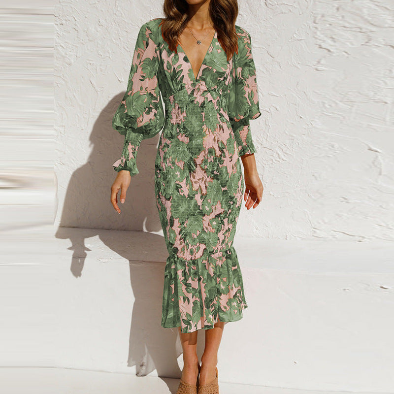 Image of Molly | Women's V-Neck Floral Midi Dress
