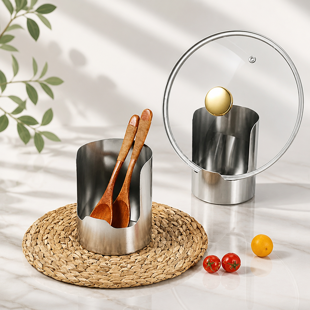 Multi-Slot Steel Lid and Utensil Stand