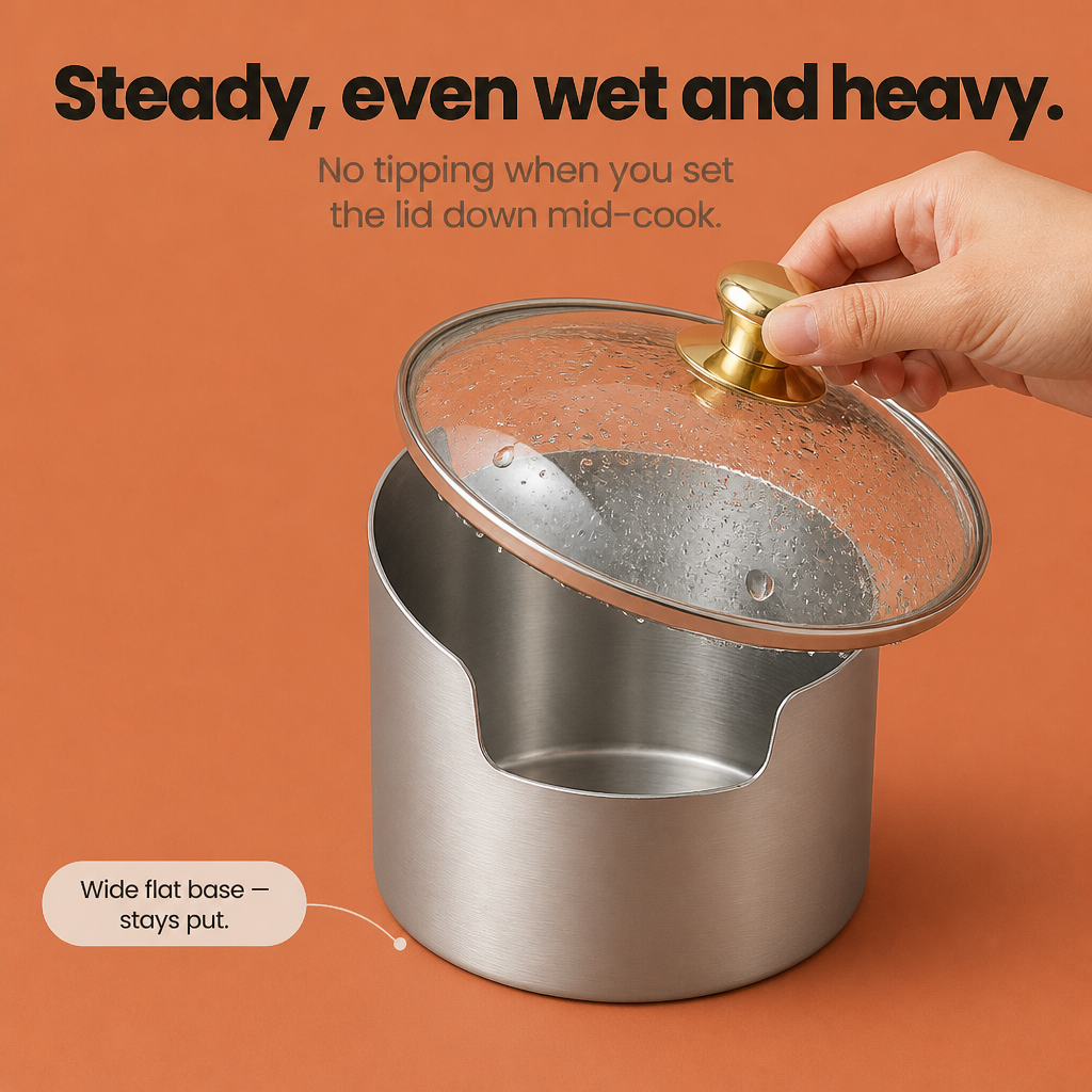 Multi-Slot Steel Lid and Utensil Stand