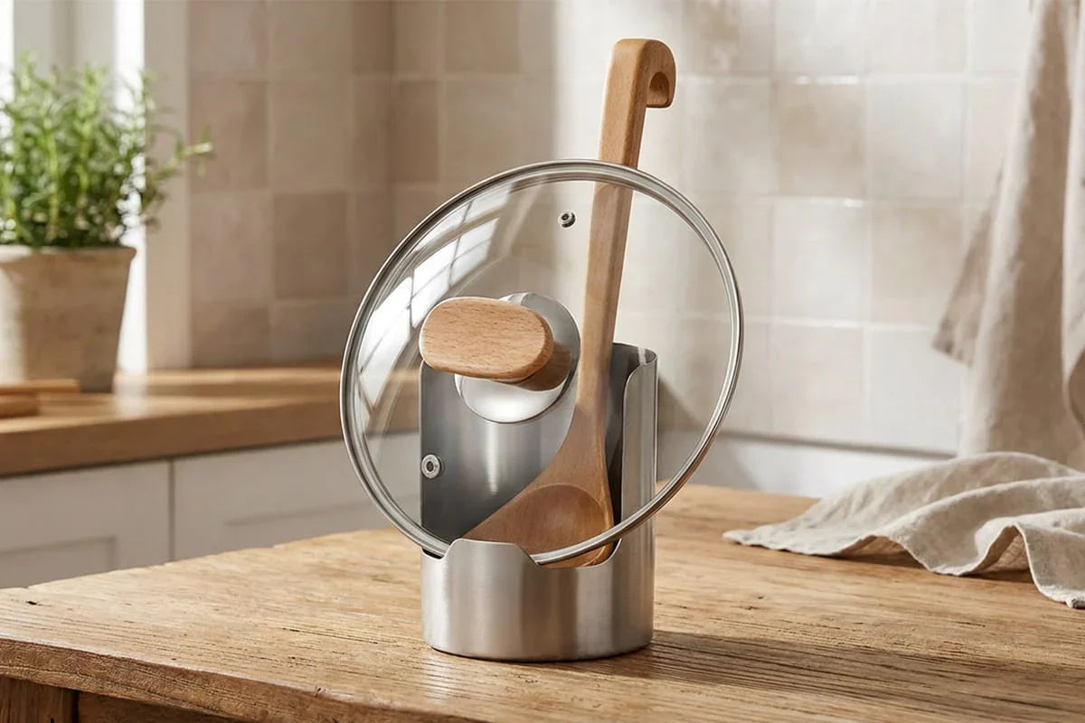 Multifunctional Stainless Steel Lid and Utensil Holder