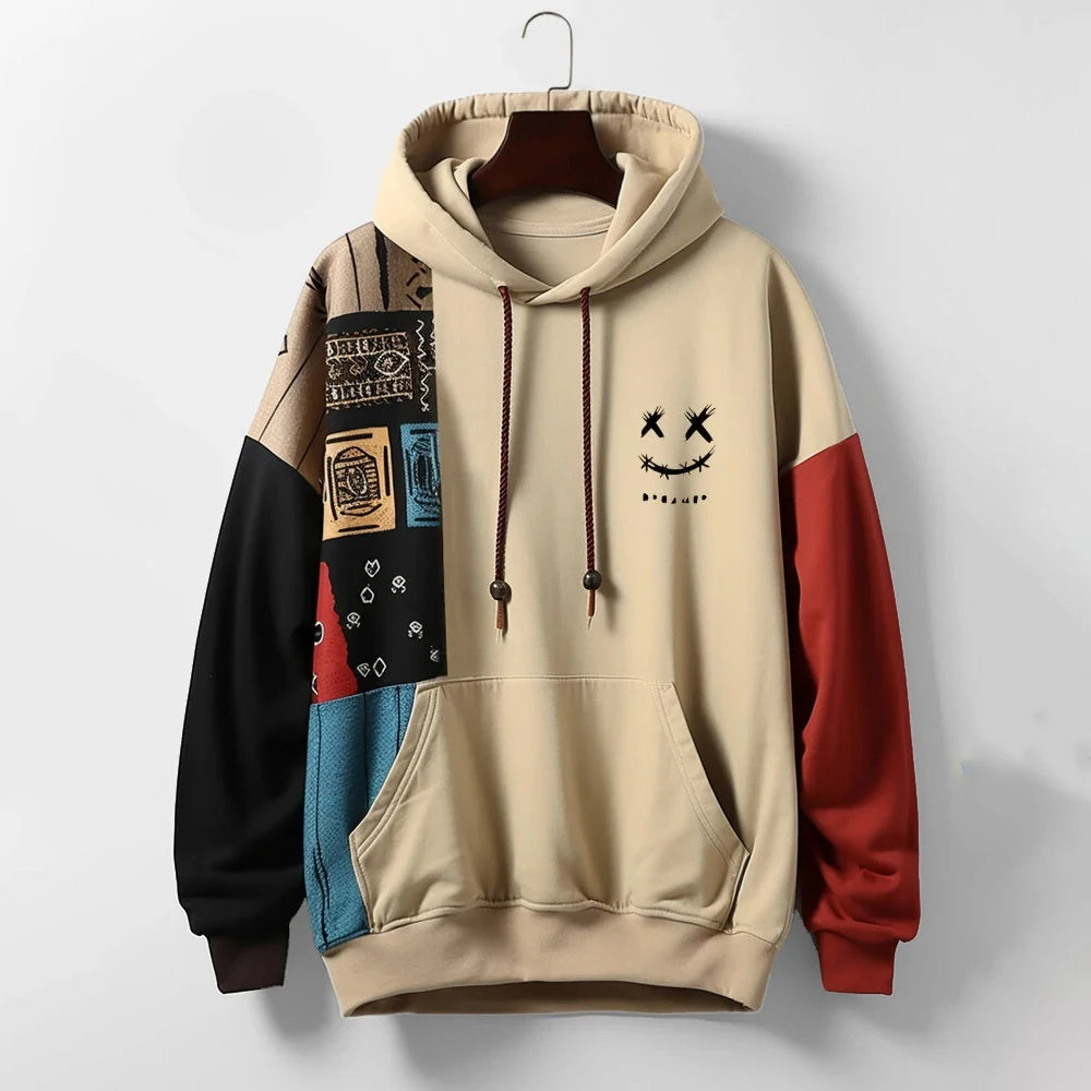 Image of Murray | Men's Graphic Color Block Pullover Hoodie