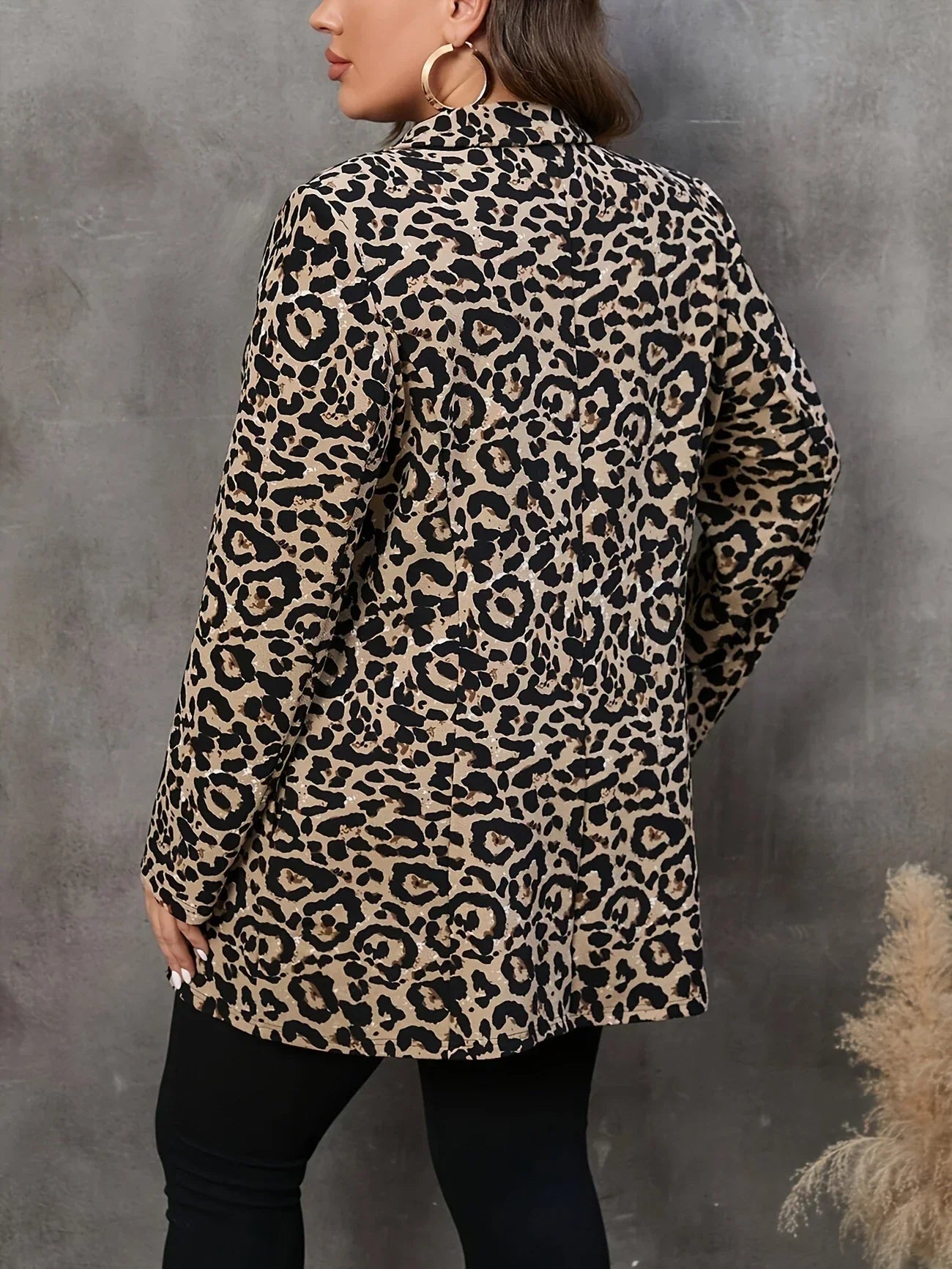 Image of Nadia | Women's Leopard Print Open Front Blazer