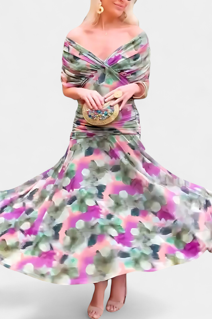 Image of Nadia | Women's V-Neck A-Line Midi Dress