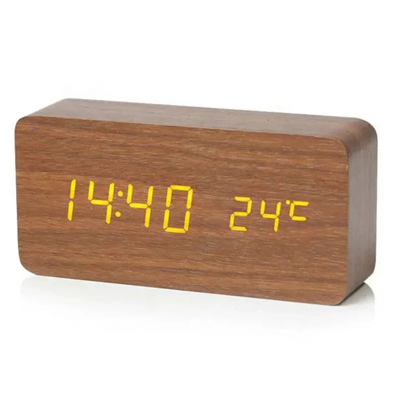 Natural Wood LED Alarm Clock