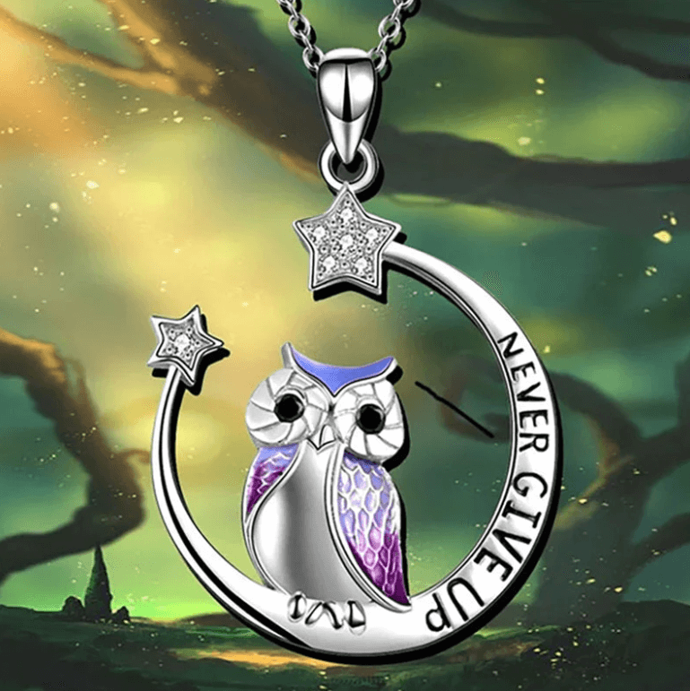 Never Give Up Wise Owl Necklace