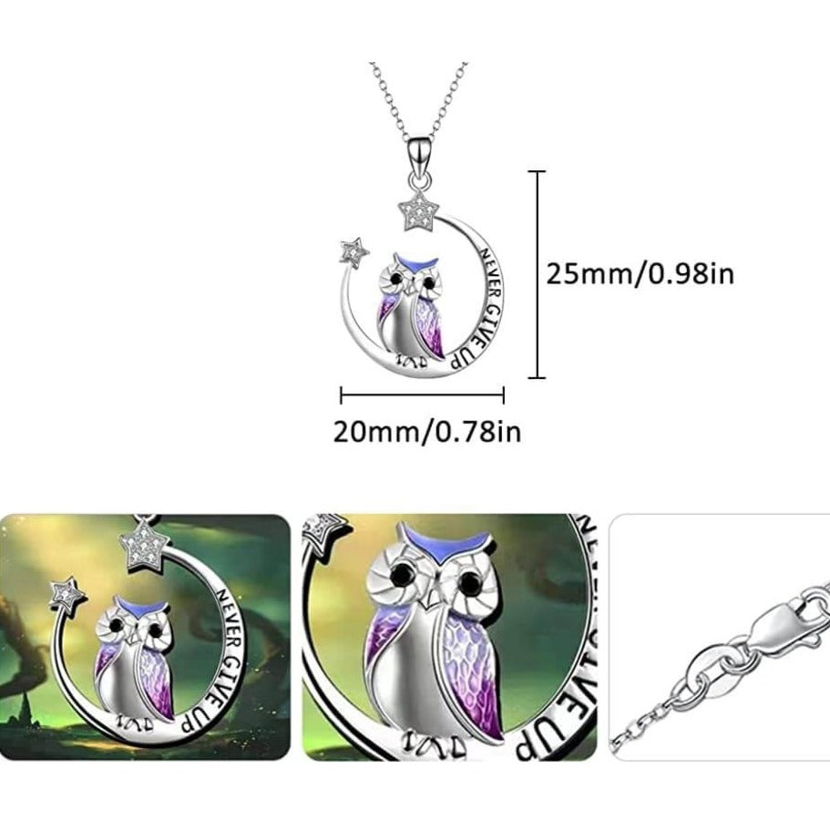Never Give Up Wise Owl Necklace