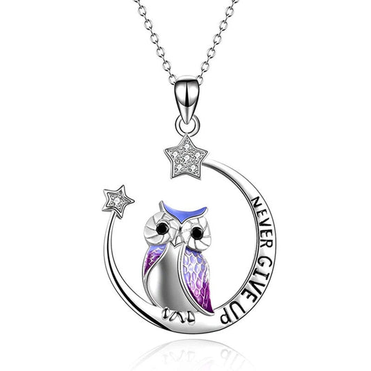 Never Give Up Wise Owl Necklace
