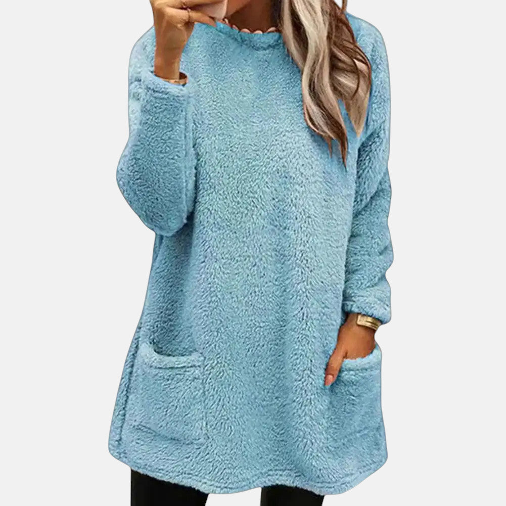 Image of Nina | Women's Long Sleeve Crewneck Pocket Sweater