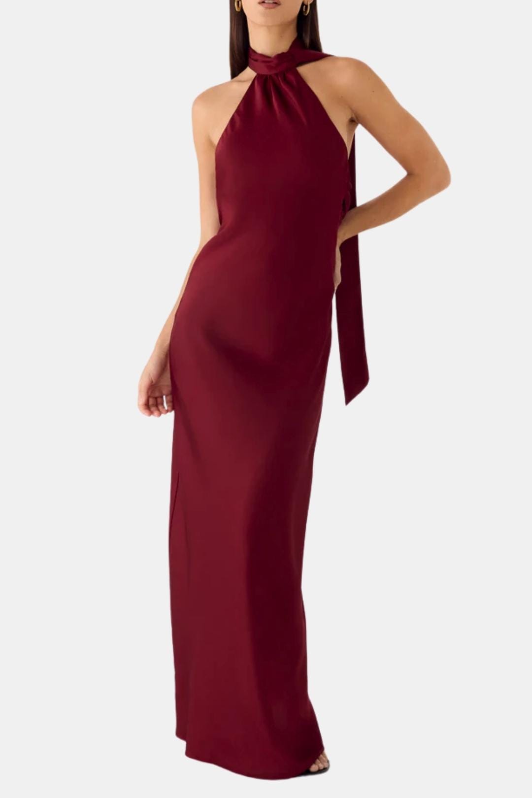 Image of Nina | Women's Sleeveless Halter Maxi Dress