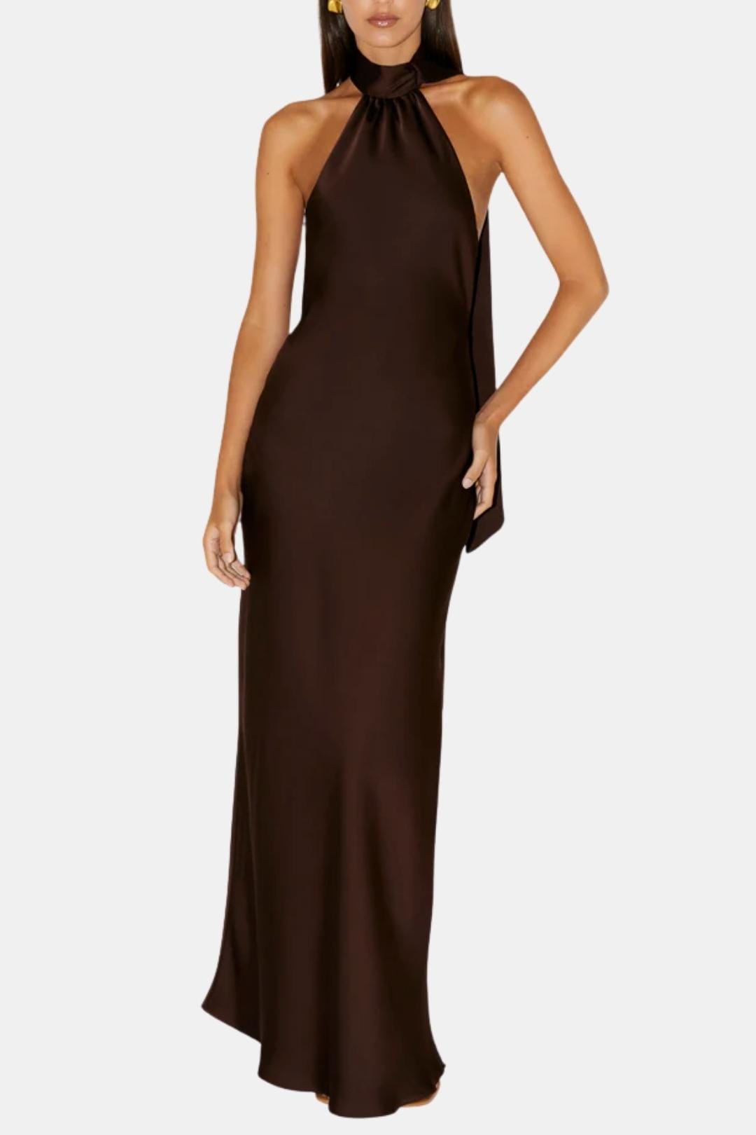 Image of Nina | Women's Sleeveless Halter Maxi Dress