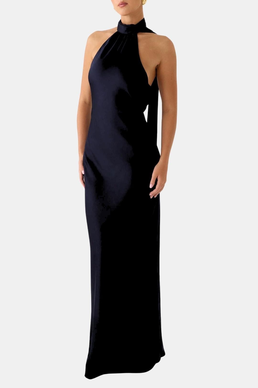 Image of Nina | Women's Sleeveless Halter Maxi Dress
