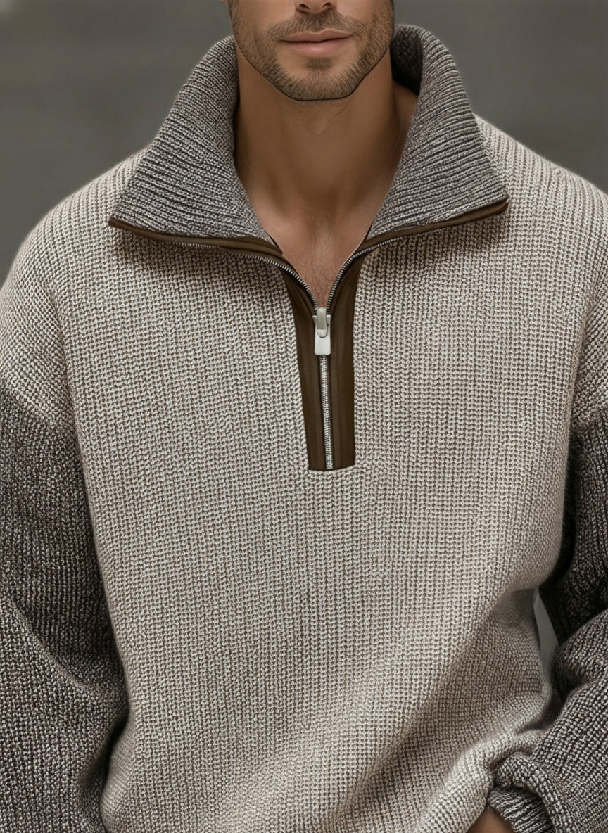 Image of Noah | Men's Quarter-Zip Color Block Sweater