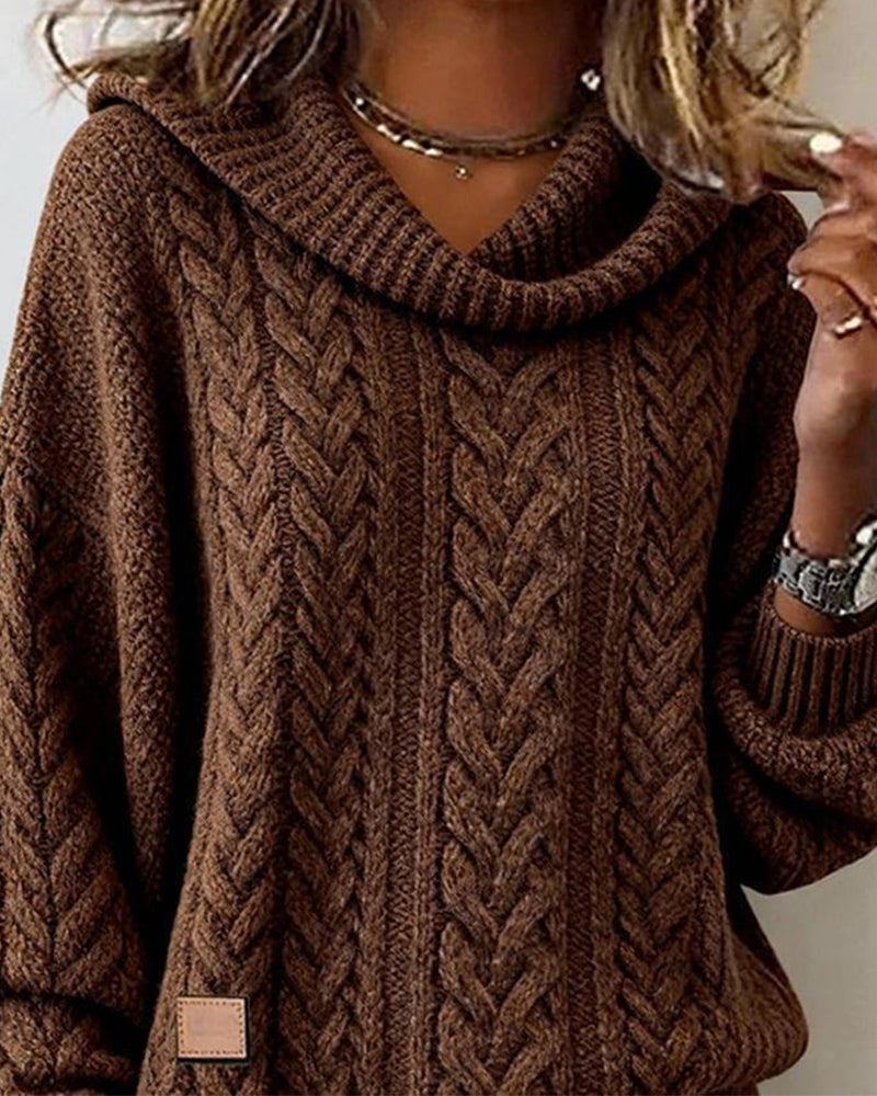 Image of Noelle | Women's Cowl Neck Cable Knit Sweater