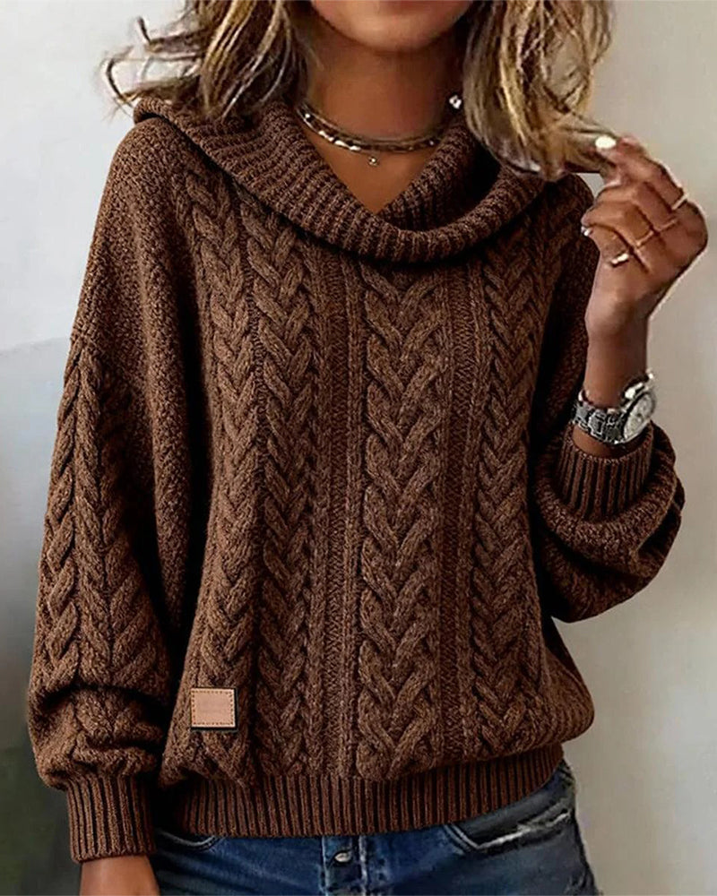 Image of Noelle | Women's Cowl Neck Cable Knit Sweater