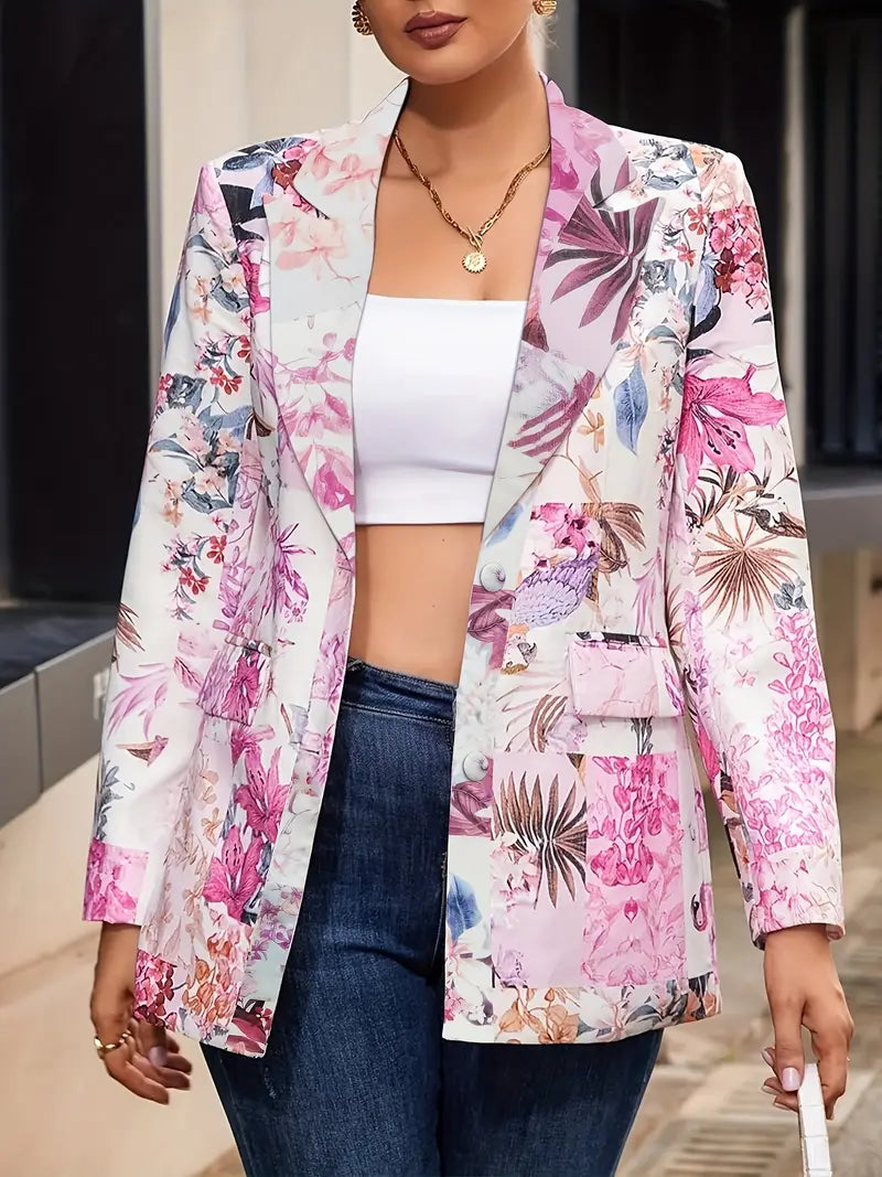 Image of Nora | Women's Floral Open Front Blazer