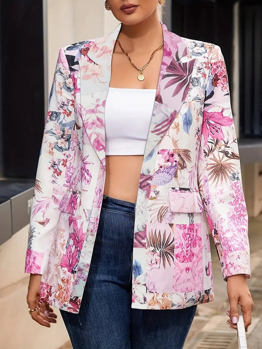 Image of Nora | Women's Floral Open Front Blazer