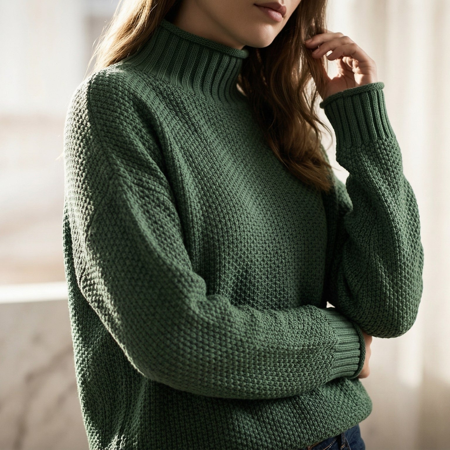 Image of Nora | Women's Mock Neck Long Sleeve Sweater