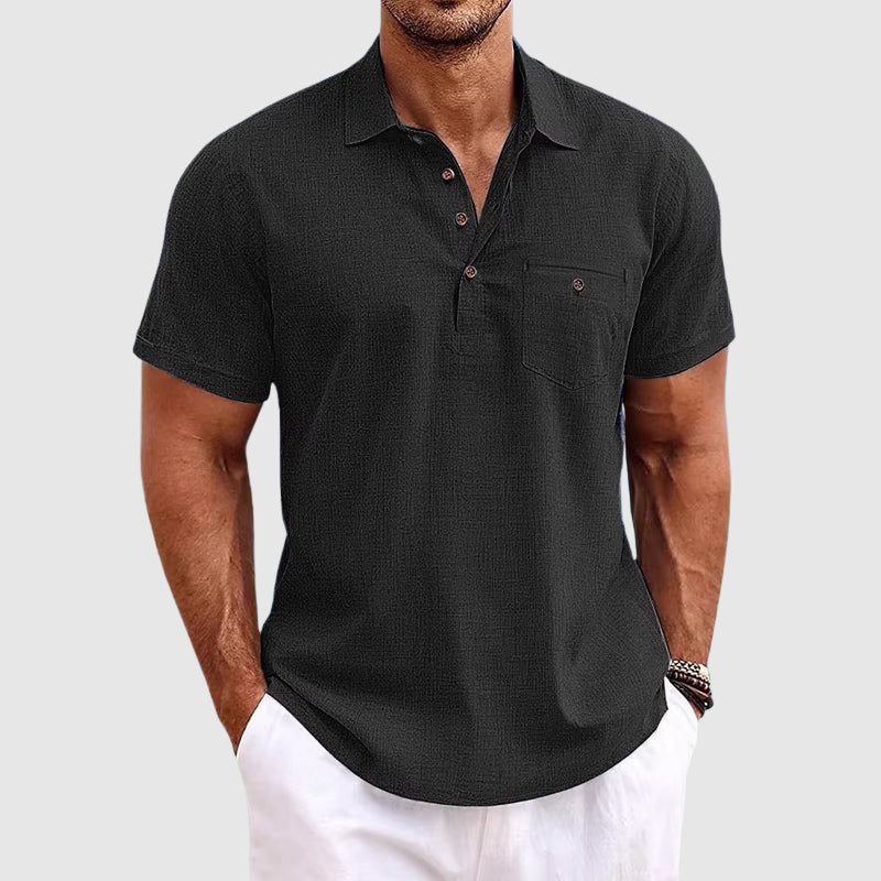 Image of Norman | Men's Short Sleeve Henley Polo Shirt