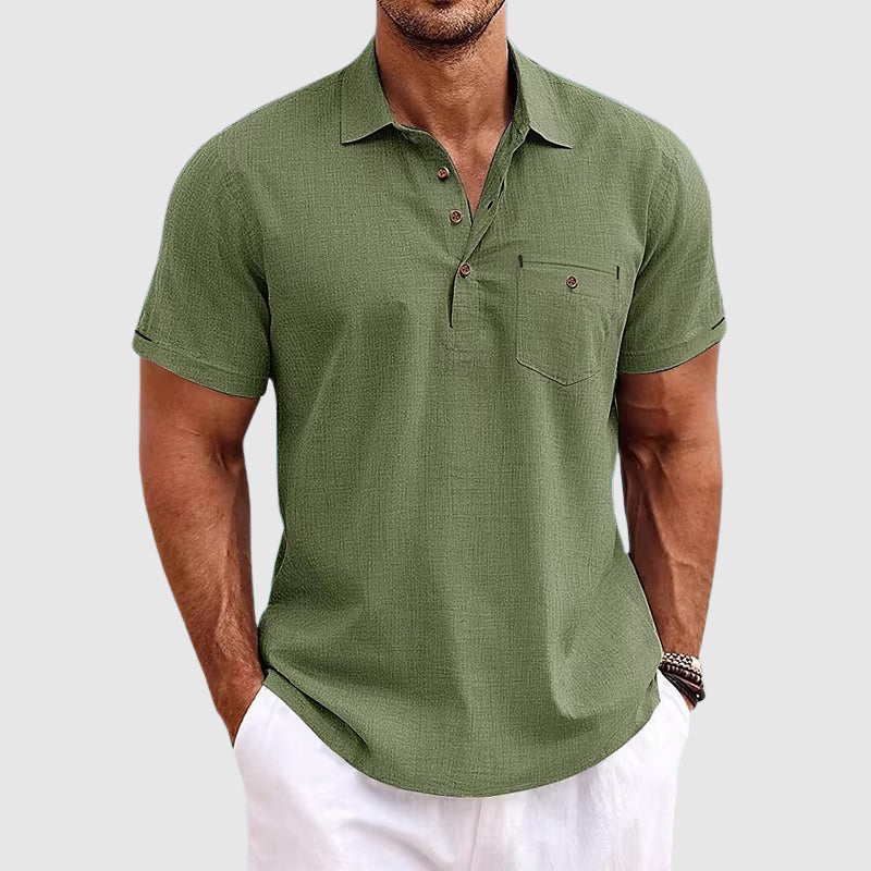 Image of Norman | Men's Short Sleeve Henley Polo Shirt