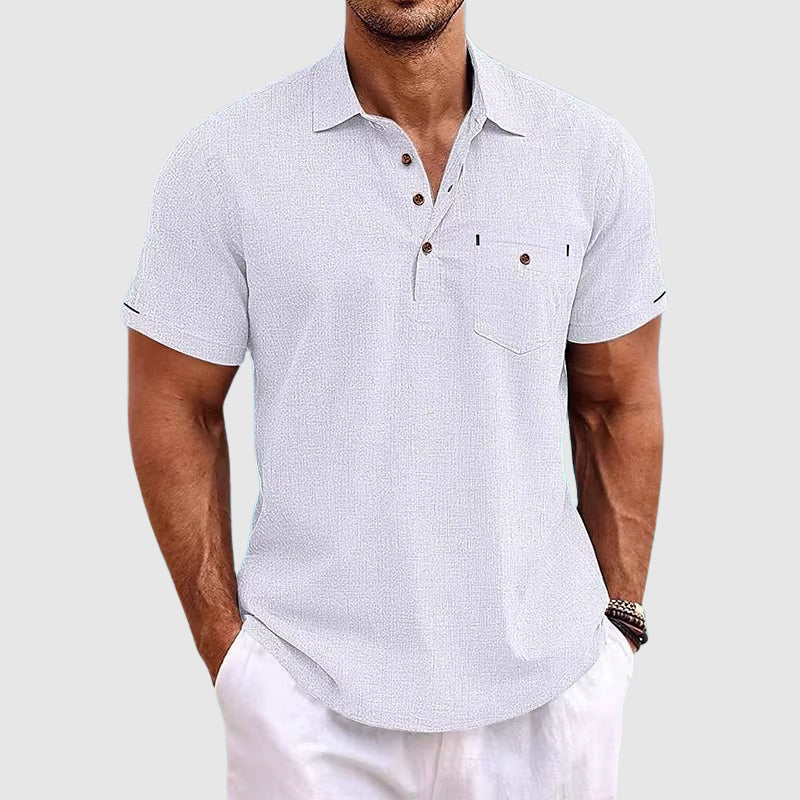 Image of Norman | Men's Short Sleeve Henley Polo Shirt