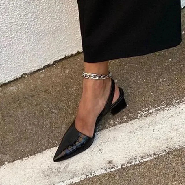 Orthopaedic Croco Brown Heels - Lara