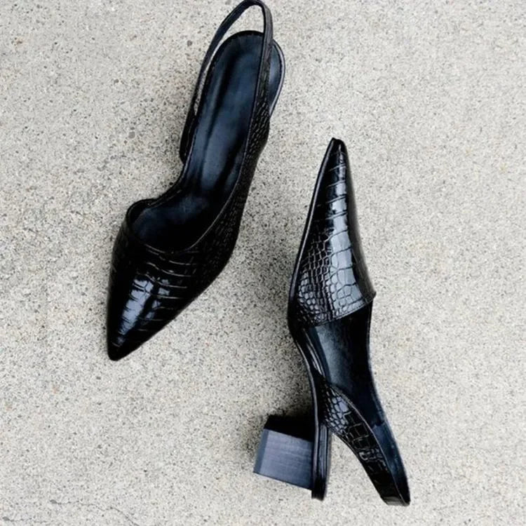 Orthopaedic Croco Brown Heels - Lara
