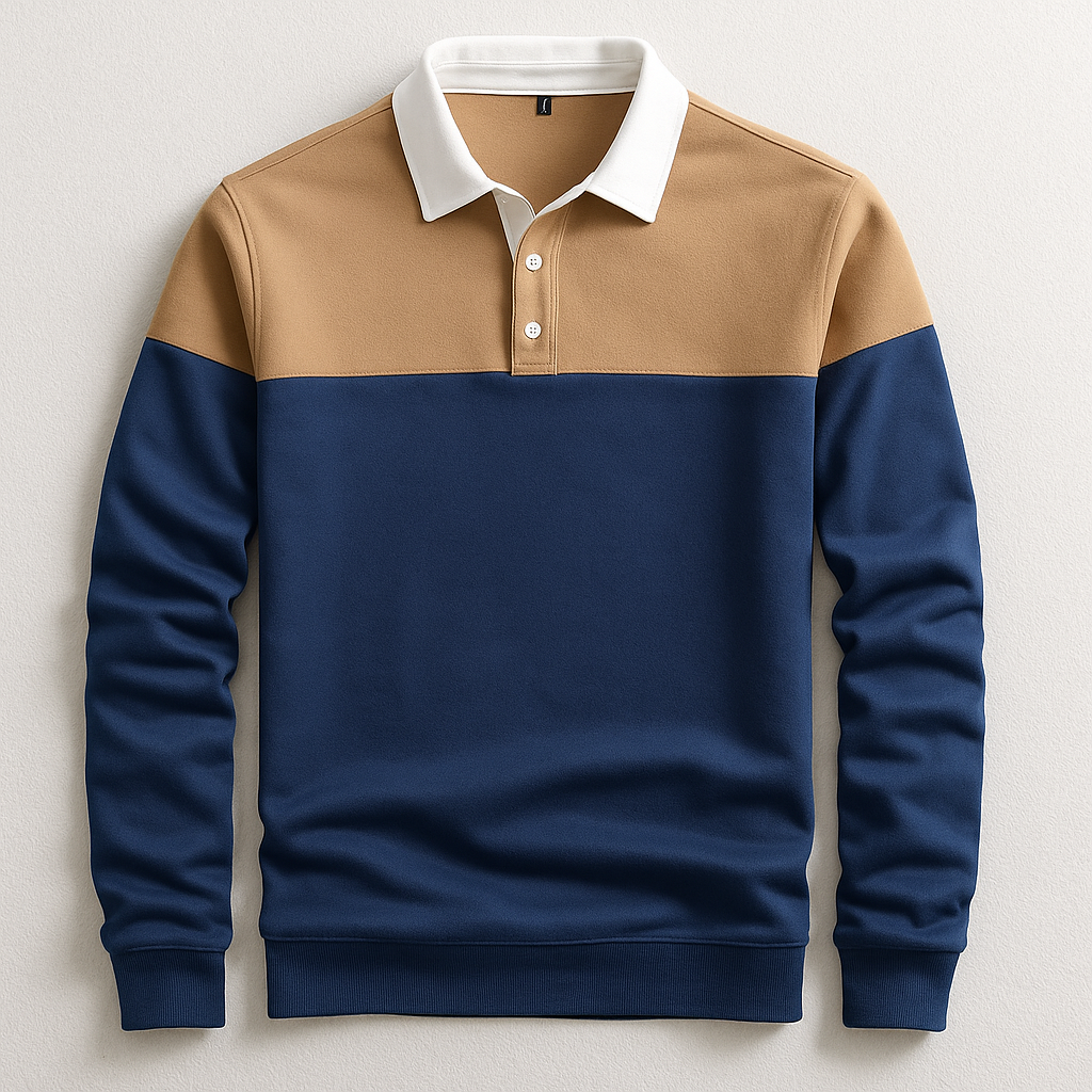 Image of Otis | Men's Long Sleeve Color Block Button-Down Polo Shirt