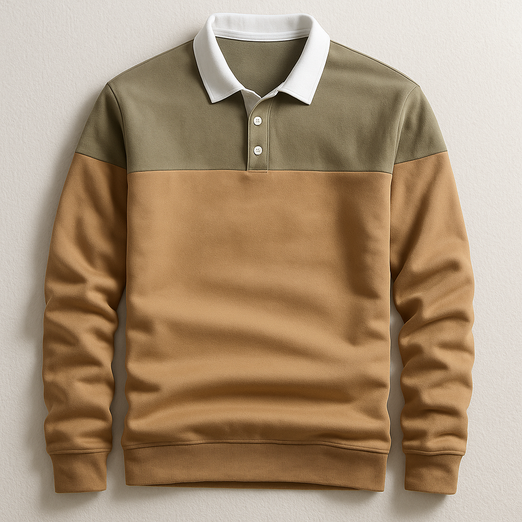 Image of Otis | Men's Long Sleeve Color Block Button-Down Polo Shirt