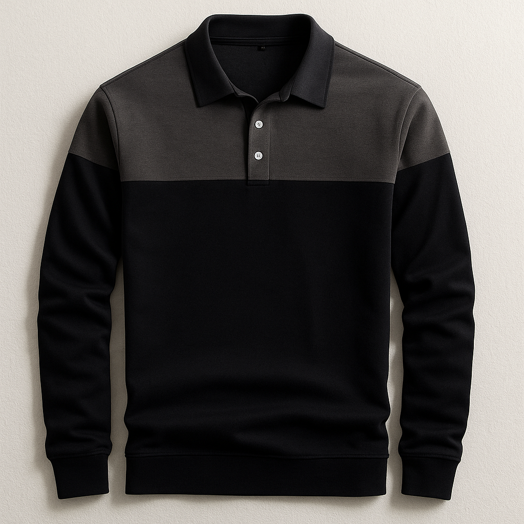 Image of Otis | Men's Long Sleeve Color Block Button-Down Polo Shirt