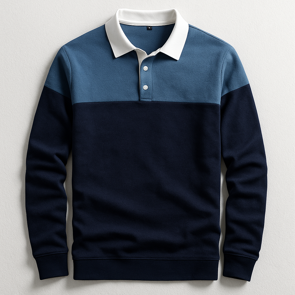 Image of Otis | Men's Long Sleeve Color Block Button-Down Polo Shirt