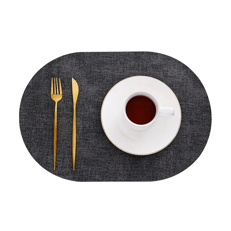 Oval Faux Leather Placemats - Heat-Resistant and Non-Slip