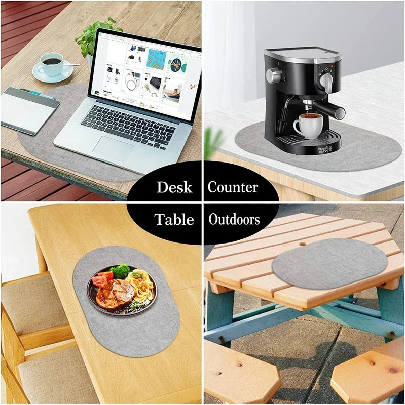 Oval Faux Leather Placemats - Heat-Resistant and Non-Slip