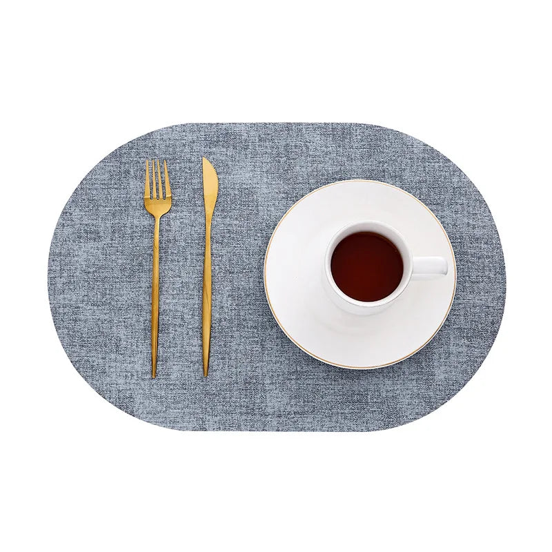 Oval Faux Leather Placemats - Heat-Resistant and Non-Slip
