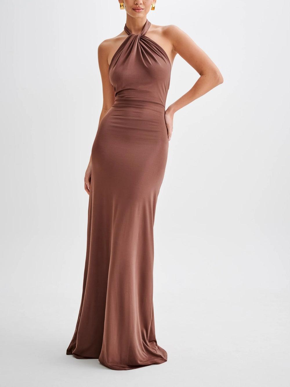 Image of Pamela | Women's Sleeveless Halter Maxi Dress