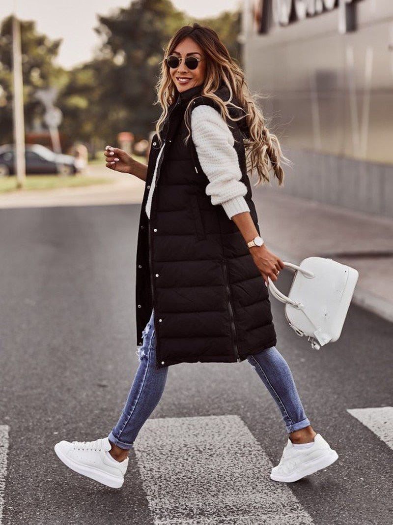 Parque - Knee-Length Puffer Vest for Women