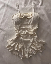 Elegant Bow & Lace Trim One-Piece Swimsuit