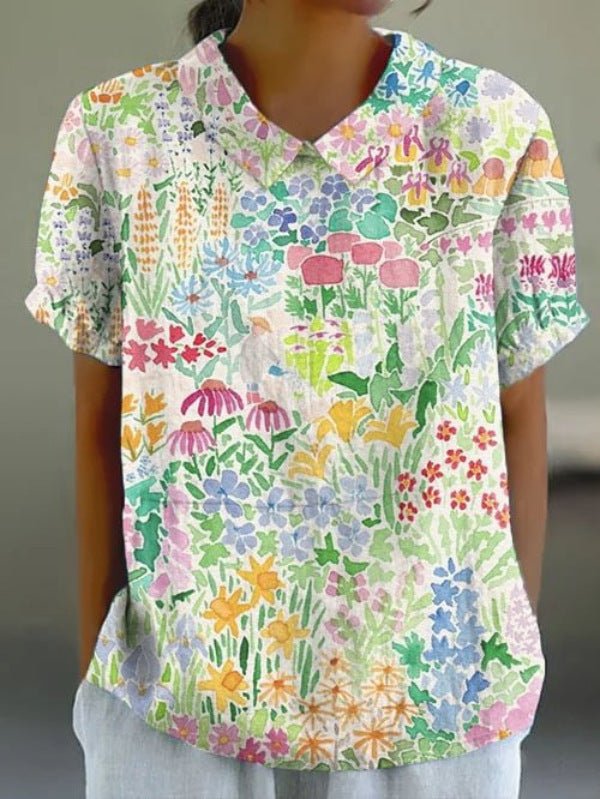 Image of Peggy | Women's Short Sleeve Floral Blouse